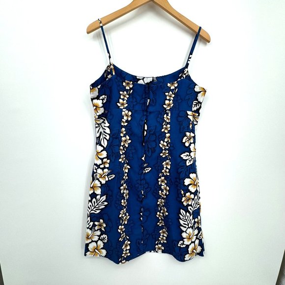 Royal Creations Hawaiian Floral Mini Slip Dress Vintage Plumeria Tropical Hawaii - Picture 5 of 6